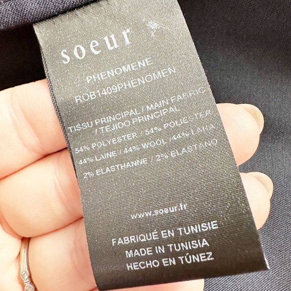 Soeur Phenomene Navy Blue Short Sleeve Wrap Midi Dress FR Size 36 US Size 4 NEW - Picture 11 of 15
